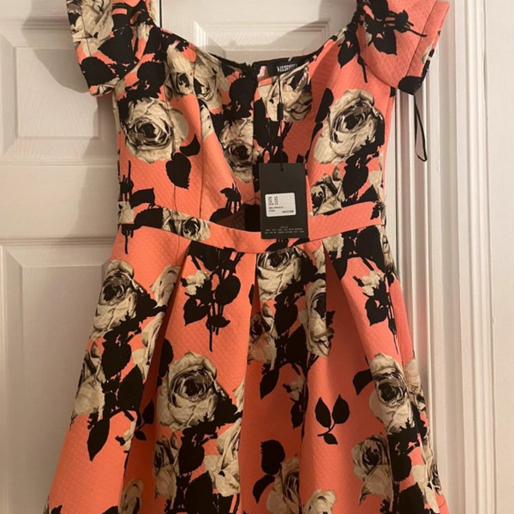 Misguided coral floral Dress Size 14